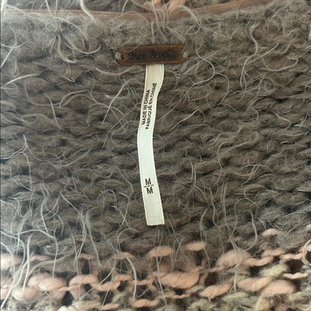 Free People | Linus Striped Eyelash Wool Blend Sweater Gray Pink-Size medium - Picture 4 of 6